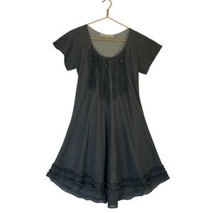 JP And Mattie Dress Women’s Small Gray Ruffle Cotton Short Sleeve
